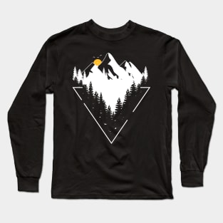 adventure nature  design with forest and mountains Long Sleeve T-Shirt